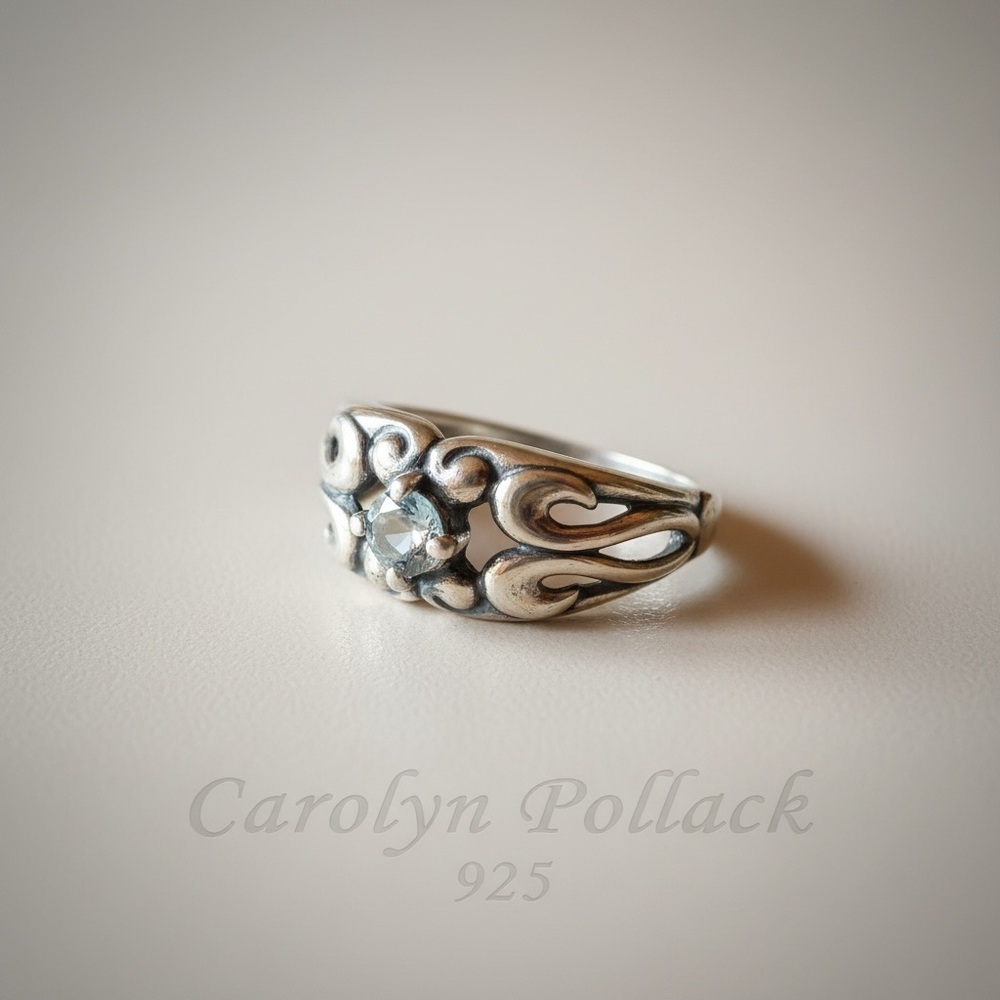 Carolyn Pollack Sterling Silver Blue Topaz Scrollwork Ring - Picture 5 of 7